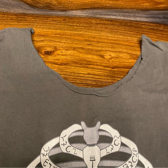 Skeleton Muscle Tank  Ancient Text Language Graphic Ribcage Cutoff Sleeve L/XL - Picture 6 of 8